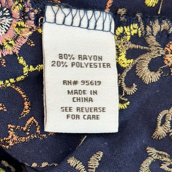 Off the Shoulder Navy Blue and Floral Embroidered top, size S - Picture 3 of 5